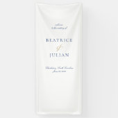 青エレガントミニマルと白の結婚歓迎 横断幕 (縦)