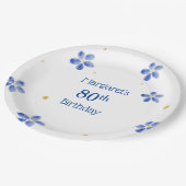 青エレガントミニマル水色フローラ ペーパープレート (アングル)