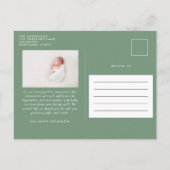 青エレガントミニマル生誕発表写真 案内ポストカード (裏面)