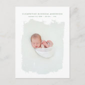 青エレガントミニマル生誕発表写真 案内ポストカード (正面)