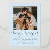 青エレガントモダンのクリスマスフォトカード 箔シーズンカード (裏面)