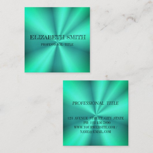 青エレガントモダングラデーション四角ビジネスカード スクエア名刺 (正面/裏面)
