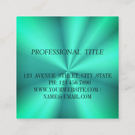 青エレガントモダングラデーション四角ビジネスカード スクエア名刺 (裏面)
