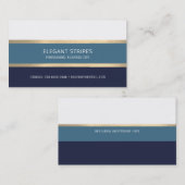 青エレガントモダンストライププロフェッショナル 名刺 (正面/裏面)