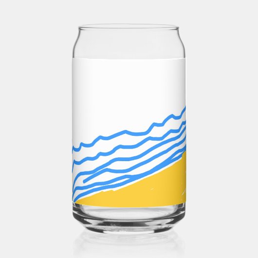 青エレガントモダンビーチ波 ガラス缶 (正面)