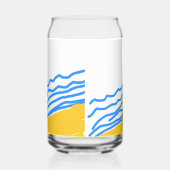 青エレガントモダンビーチ波 ガラス缶 (右)