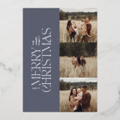 青エレガントモダンミニマル数々の植物体 箔シーズンカード (正面)