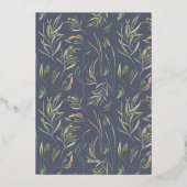 青エレガントモダンミニマル数々の植物体 箔シーズンカード (裏面)