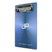 青エレガントモダンモノグラムのテンプレートトレンディー ミニクリップボード (アングル2)