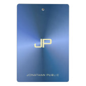 青エレガントモダンモノグラムのテンプレートトレンディー ミニクリップボード (裏面)