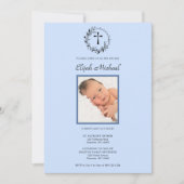 青エレガントモダン光バプテスマ招待状 招待状 (正面)