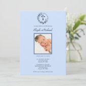 青エレガントモダン光バプテスマ招待状 招待状 (スタンド正面)