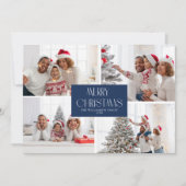 青エレガントモダン写真コラージュのクリスマスカード シーズンカード (正面)