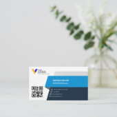 青エレガントモダン名刺 名刺 (スタンド正面)