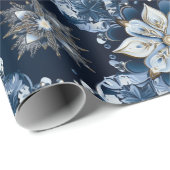 青エレガントモダン宝石の雪片 ラッピングペーパー (ロールコーナー)