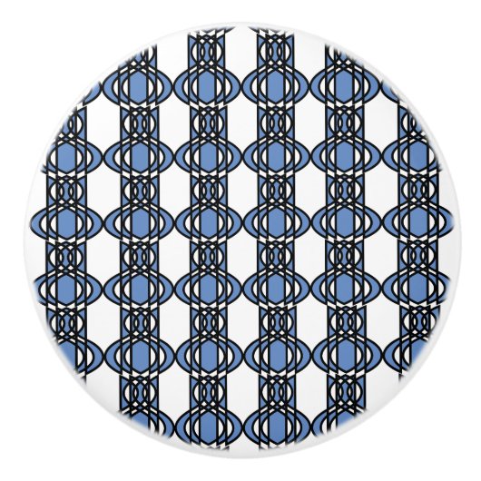 青エレガントモダン抽象芸術スカラブパターン セラミックノブ (正面)