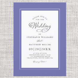 青エレガントモダン書結婚の 招待状