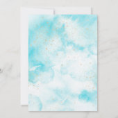 青エレガントモダン水の色の金ゴールドクロスバプテスマ 招待状 (裏面)