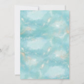 青エレガントモダン水カラー金ゴールド結婚の 招待状 (裏面)