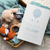 青エレガントモダン男の子 招待状