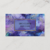 青エレガントモダン紫の水結婚色 名刺 (正面)
