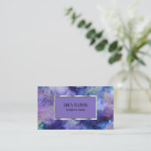 青エレガントモダン紫シルバ結婚ー 名刺 (スタンド正面)