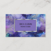 青エレガントモダン紫シルバ結婚ー 名刺 (正面)