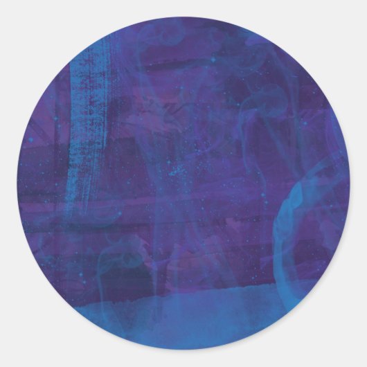 青エレガントモダン紫（ばちゃばちゃ）跳ねる絵を描 ラウンドシール (正面)