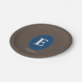 青エレガントモノグパーソナライズされたラム ペーパープレート (アングル)