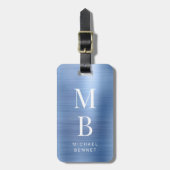 青エレガントモノグラムの色 ラゲッジタグ (正面縦)