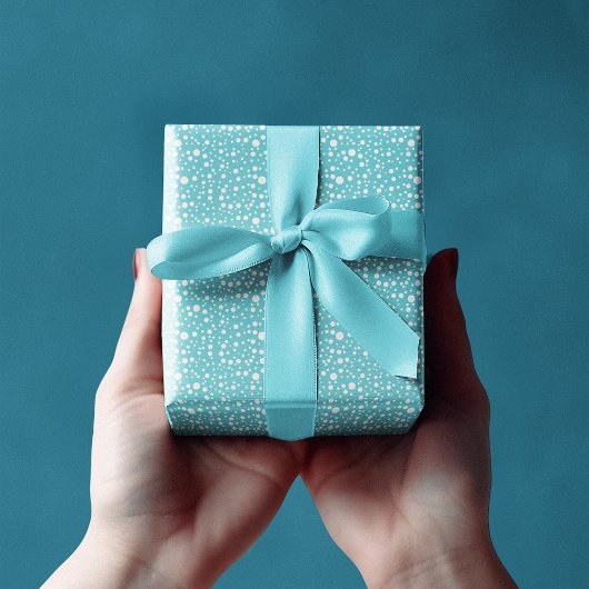 青エレガントランダムサイズ白水玉模様 ラッピングペーパー