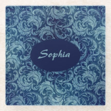 青エレガントヴィンテージダマスク模様