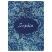 青エレガントヴィンテージダマスク模様 クリップボード (裏面)