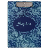 青エレガントヴィンテージダマスク模様 クリップボード (正面)