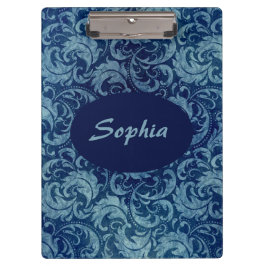 青エレガントヴィンテージダマスク模様 クリップボード