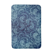 青エレガントヴィンテージダマスク模様 バスマット (正面縦)