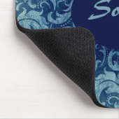 青エレガントヴィンテージダマスク模様 マウスパッド (コーナー)