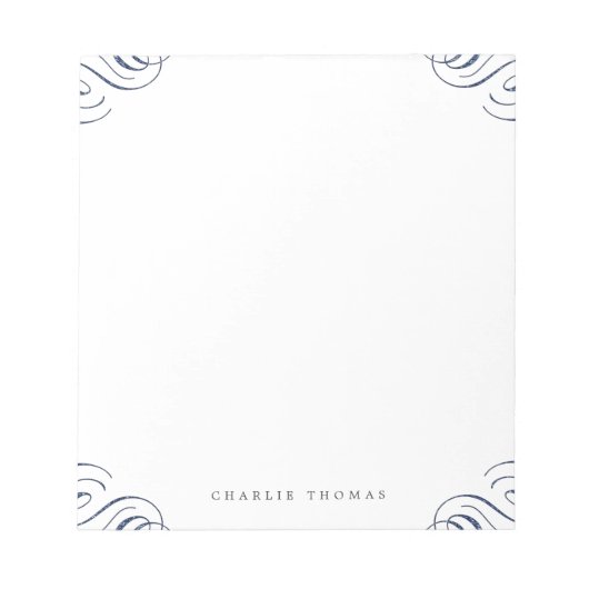 青エレガントヴィンテージパーソナライズされた文具 ノートパッド (正面)