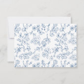 青エレガントヴィンテージビクトリアン結婚フローラ 出欠カード (裏面)