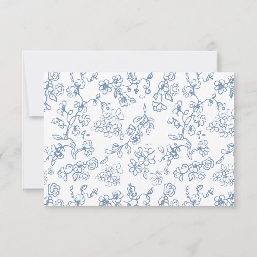 青エレガントヴィンテージビクトリアン結婚フローラ 出欠カード (裏面)