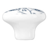 青エレガントヴィンテージフランスの花柄 セラミックノブ (側面)