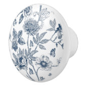 青エレガントヴィンテージフランスの花柄 セラミックノブ (右)