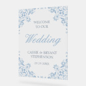 青エレガントヴィンテージフレ結婚ームへようこそ アクリルサイン (傾斜)