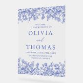 青エレガントヴィンテージフローラ山花結婚の アクリルサイン (傾斜)