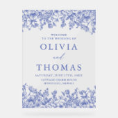 青エレガントヴィンテージフローラ山花結婚の アクリルサイン (正面)