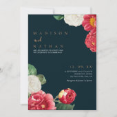 青エレガントヴィンテージフローラ結婚式招待状 招待状 (正面)