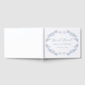 青エレガントヴィンテージフローラ結婚 ゲストブック (全面)