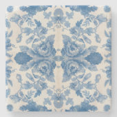 青エレガントヴィンテージフローラ ストーンコースター (正面)