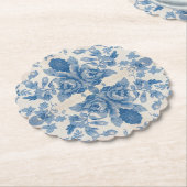 青エレガントヴィンテージフローラ ペーパーコースター (アングル)