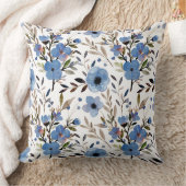 青エレガントヴィンテージ花の花柄 クッション (ブランケット)